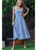 Panelled Denim Midi Dress Exposed Back Zipper