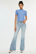 Mid Rise Double Waist Band Flare Kan Can