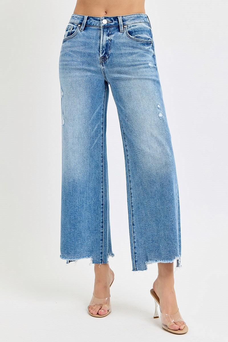 HIGH RISE CROP WIDE JEANS