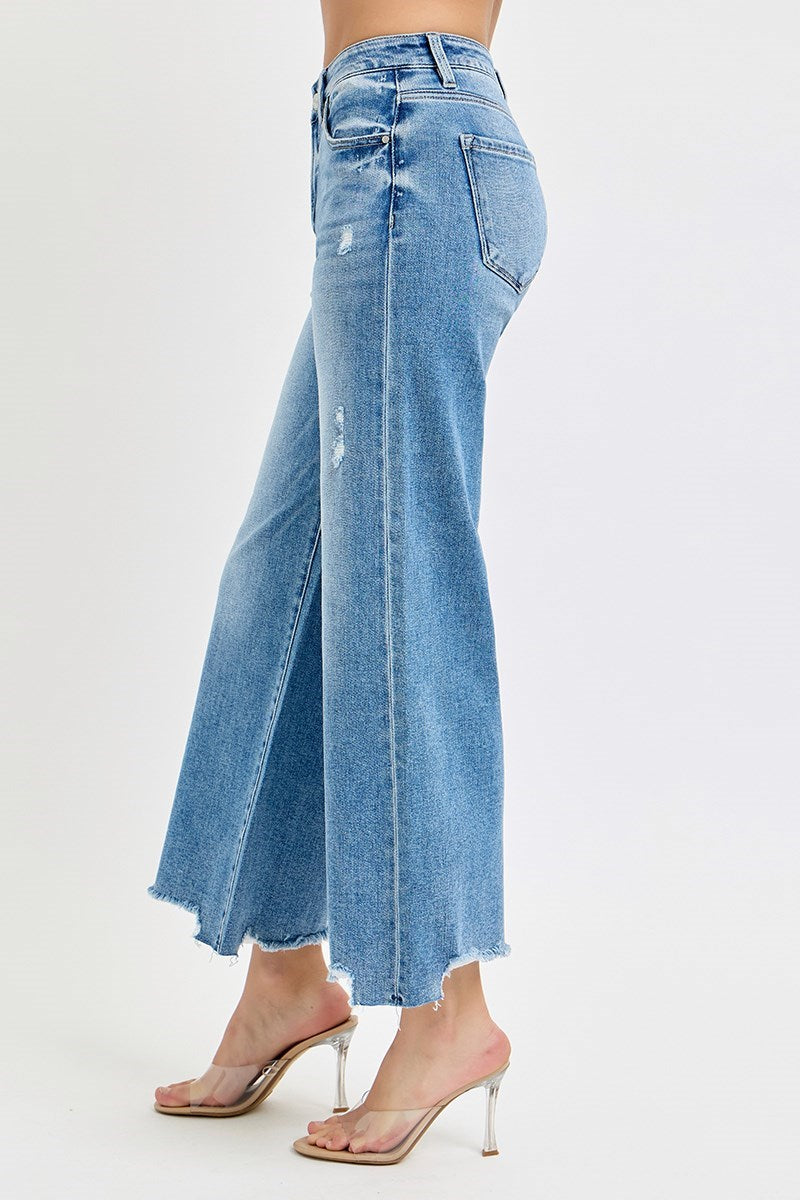 HIGH RISE CROP WIDE JEANS