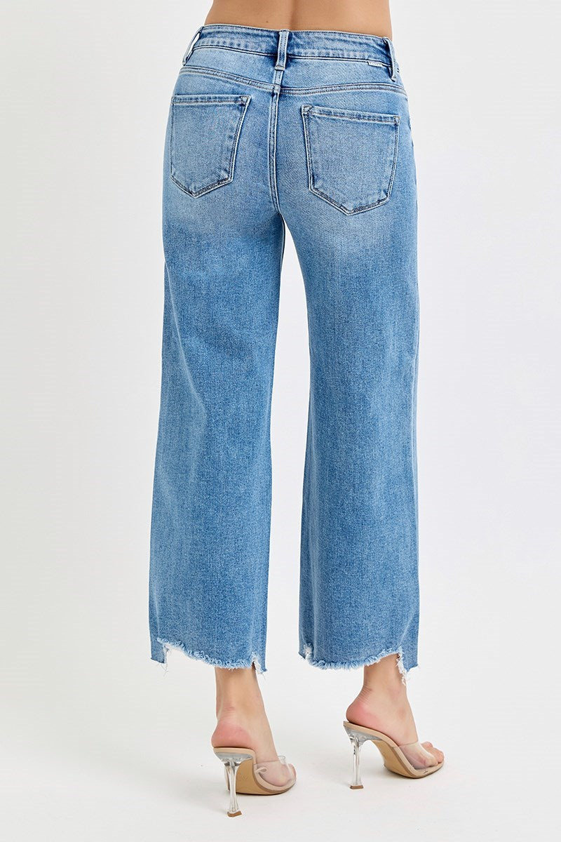 HIGH RISE CROP WIDE JEANS
