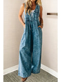 Western Acid Wash Pintuck Jumpsuit